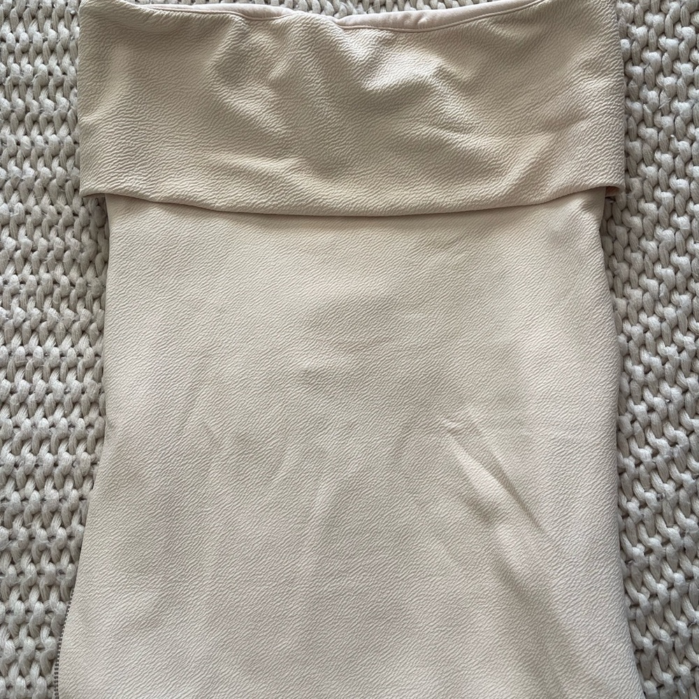 Zara Cream Strapless Top with zippers on side